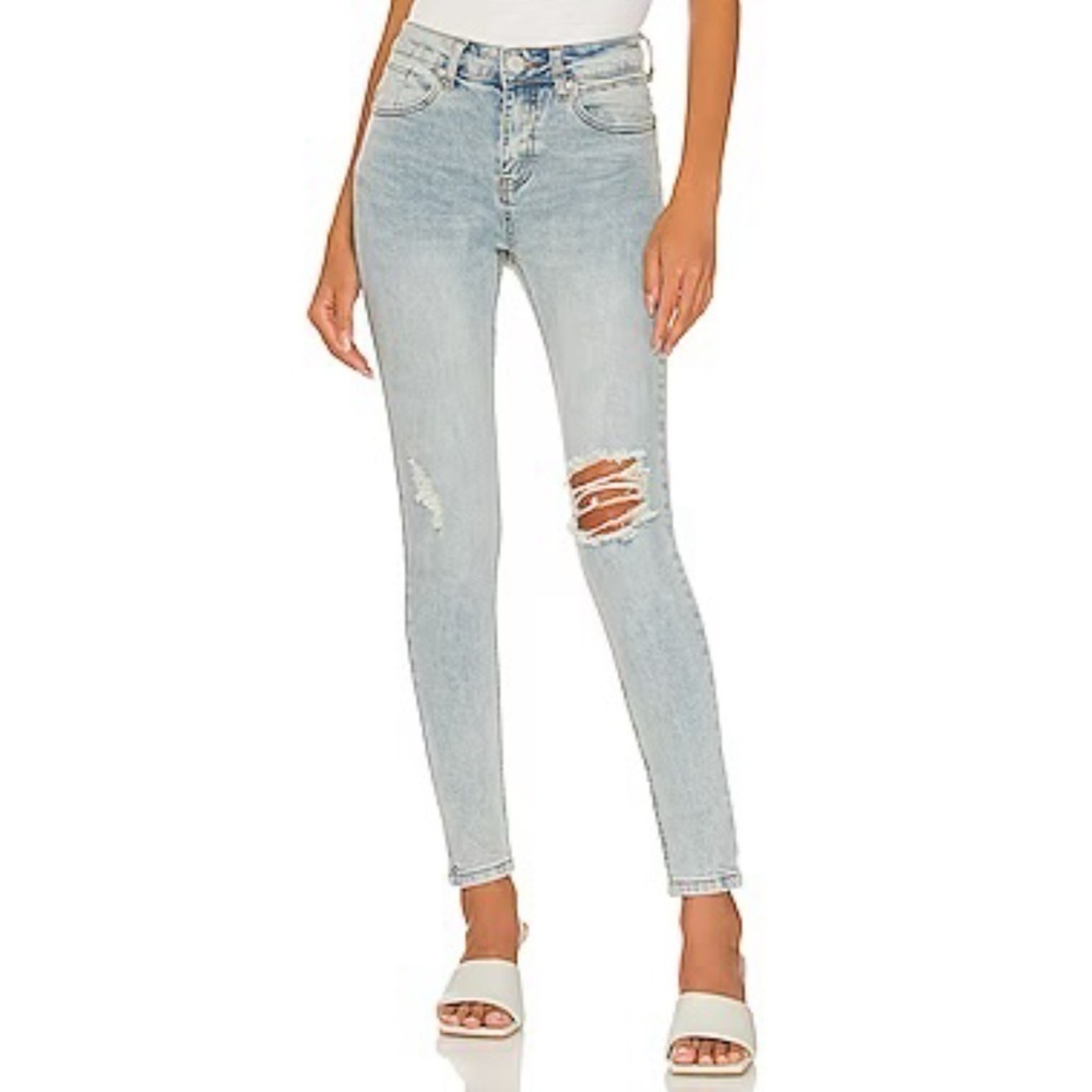 Revolve Superdown High Rise Distressed Ankle Fray Jeans
